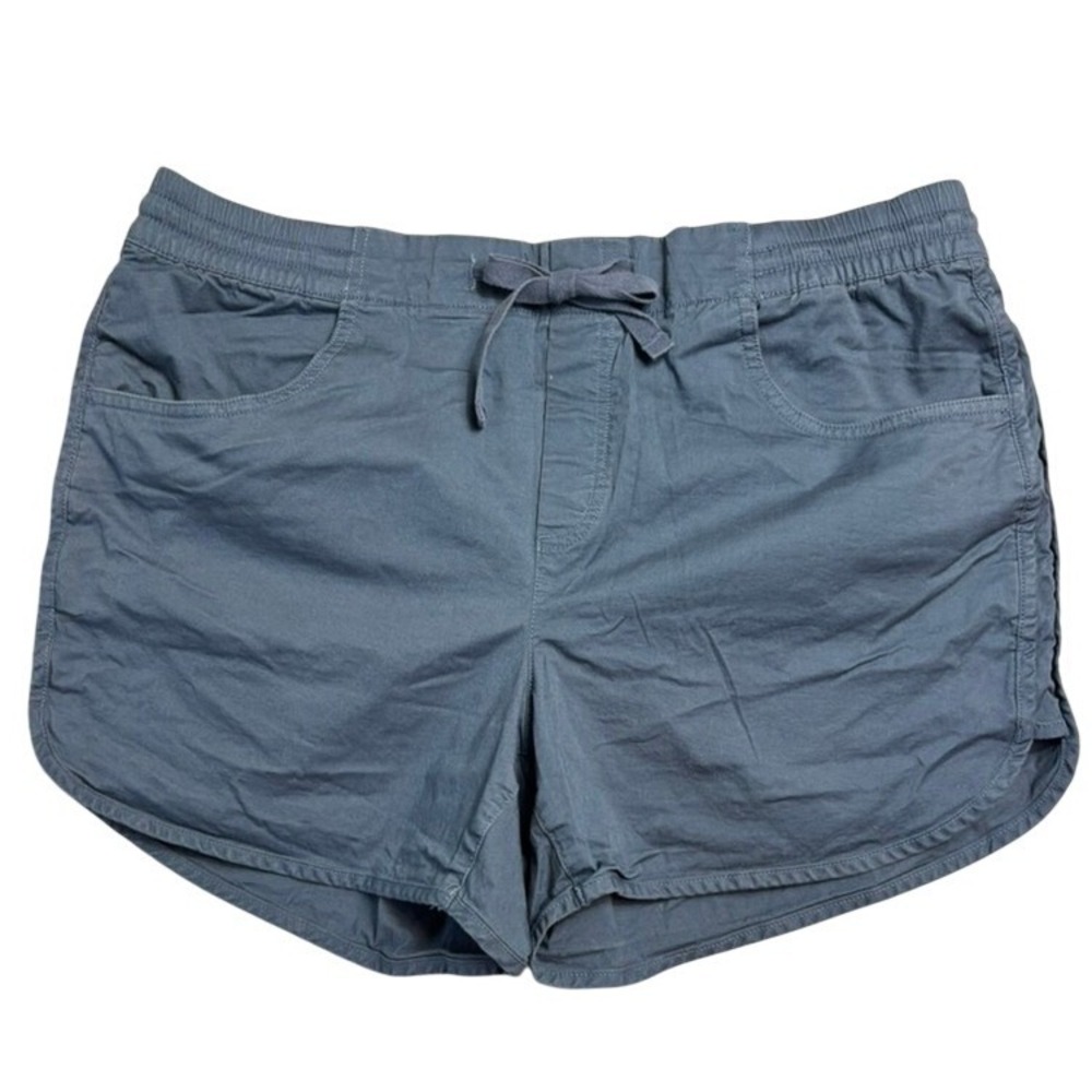 Eddie Bauer Shorts Womens 12 Blue Drawstring Elastic Waist Stretch Cotton Twill